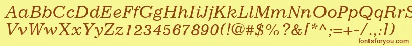 ImpressumLtItalic-fontti – ruskeat fontit keltaisella taustalla