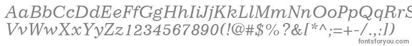 ImpressumLtItalic-fontti – harmaat kirjasimet valkoisella taustalla