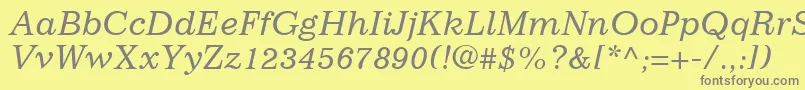 ImpressumLtItalic-Schriftart – Graue Schriften auf gelbem Hintergrund