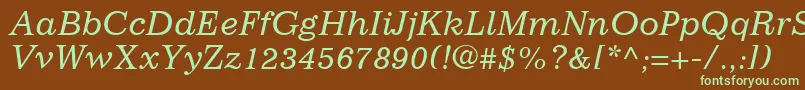 Шрифт ImpressumLtItalic – зелёные шрифты на коричневом фоне
