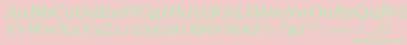 ImpressumLtItalic Font – Green Fonts on Pink Background