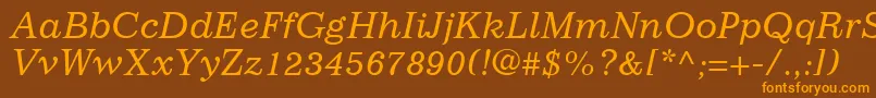 ImpressumLtItalic Font – Orange Fonts on Brown Background