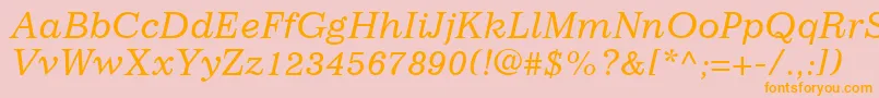 ImpressumLtItalic-fontti – oranssit fontit vaaleanpunaisella taustalla