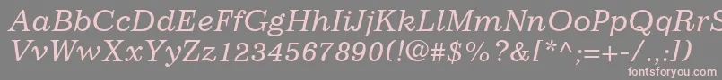 フォントImpressumLtItalic – 灰色の背景にピンクのフォント