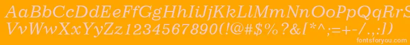 ImpressumLtItalic-fontti – vaaleanpunaiset fontit oranssilla taustalla