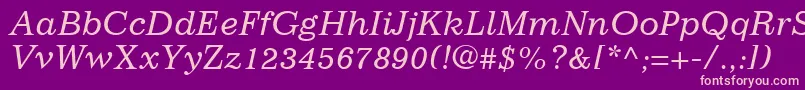 フォントImpressumLtItalic – 紫の背景にピンクのフォント