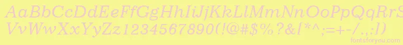 Fonte ImpressumLtItalic – fontes rosa em um fundo amarelo
