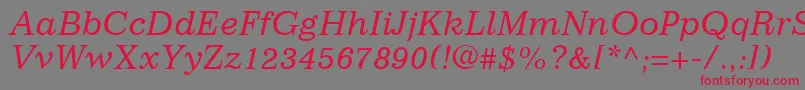 フォントImpressumLtItalic – 赤い文字の灰色の背景