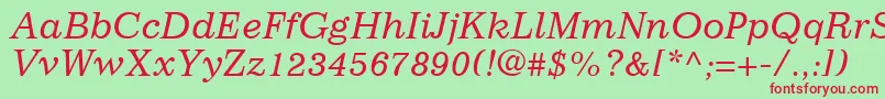 フォントImpressumLtItalic – 赤い文字の緑の背景
