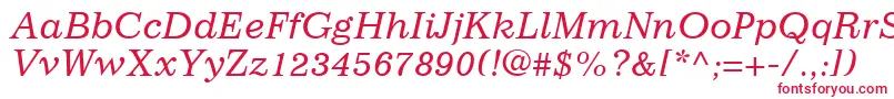 フォントImpressumLtItalic – 白い背景に赤い文字