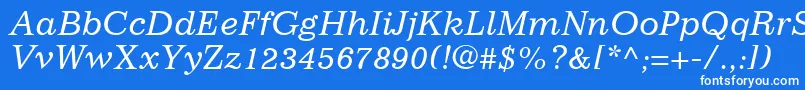 ImpressumLtItalic Font – White Fonts on Blue Background