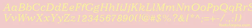 フォントImpressumLtItalic – 黄色のフォント、ピンクの背景