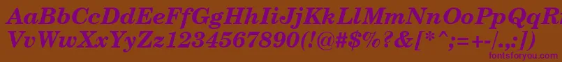 CenturySchoolbookBoldItalicSwa Font – Purple Fonts on Brown Background
