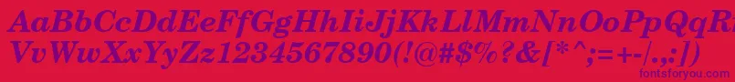 CenturySchoolbookBoldItalicSwa Font – Purple Fonts on Red Background