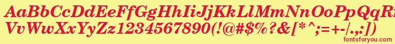 CenturySchoolbookBoldItalicSwa Font – Red Fonts on Yellow Background