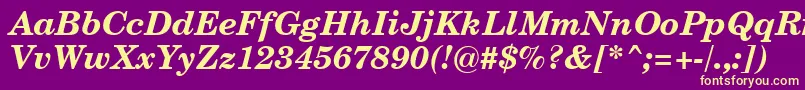 CenturySchoolbookBoldItalicSwa Font – Yellow Fonts on Purple Background