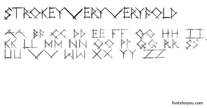 Czcionka StrokeyVeryverybold – alfabet, cyfry, specjalne znaki