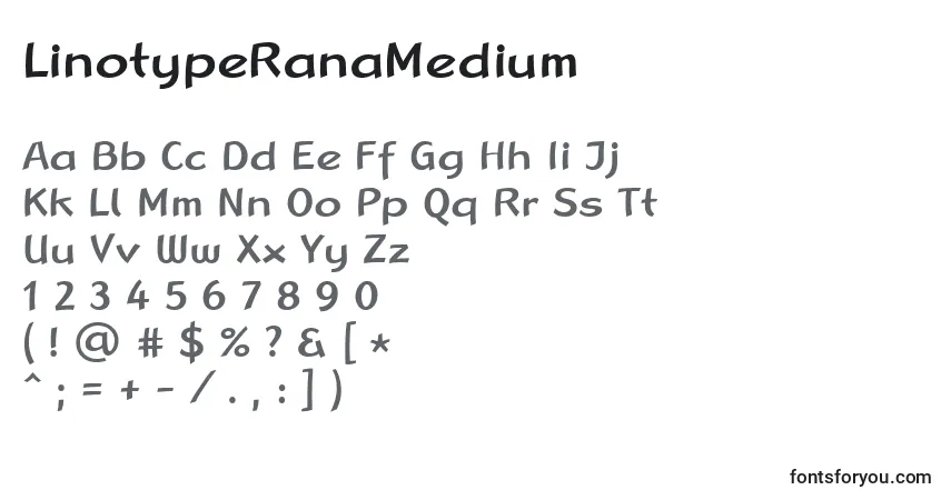 LinotypeRanaMedium-fontti – aakkoset, numerot, erikoismerkit