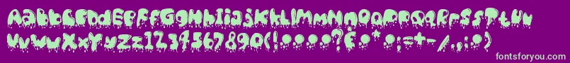 CatBasahKentalMenetes-Schriftart – Grüne Schriften auf violettem Hintergrund