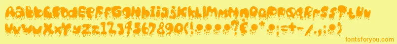 CatBasahKentalMenetes Font – Orange Fonts on Yellow Background