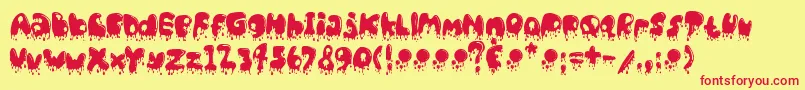 CatBasahKentalMenetes-fontti – punaiset fontit keltaisella taustalla