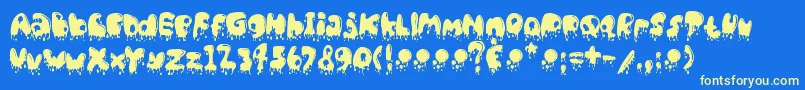 CatBasahKentalMenetes Font – Yellow Fonts on Blue Background