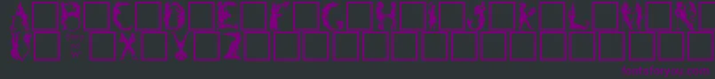 Bizarro-Schriftart – Violette Schriften auf schwarzem Hintergrund