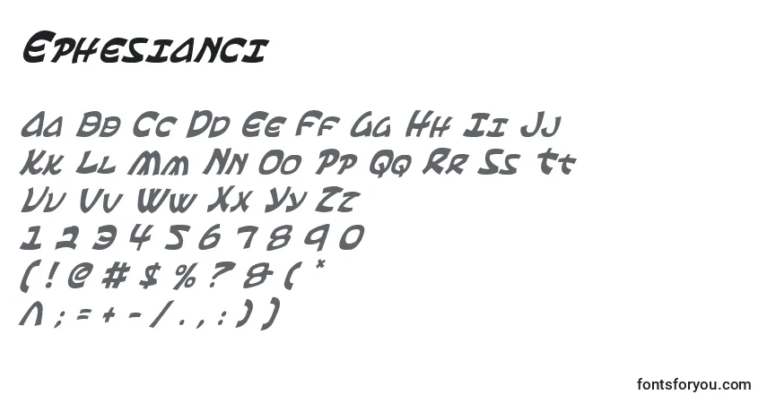 Czcionka Ephesianci – alfabet, cyfry, specjalne znaki