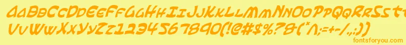 フォントEphesianci – オレンジの文字が黄色の背景にあります。