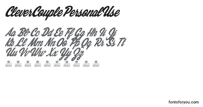 Schriftart CleverCouplePersonalUse – Alphabet, Zahlen, spezielle Symbole