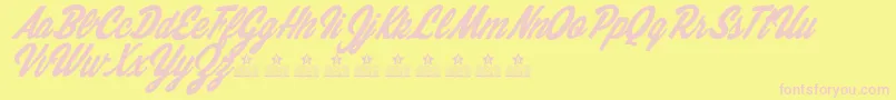 CleverCouplePersonalUse-Schriftart – Rosa Schriften auf gelbem Hintergrund