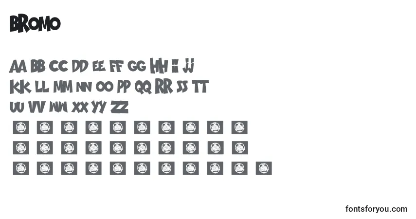 Czcionka Bromo – alfabet, cyfry, specjalne znaki