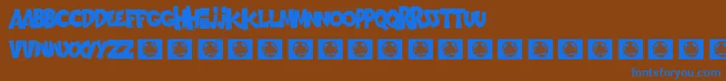 フォントBromo – 茶色の背景に青い文字