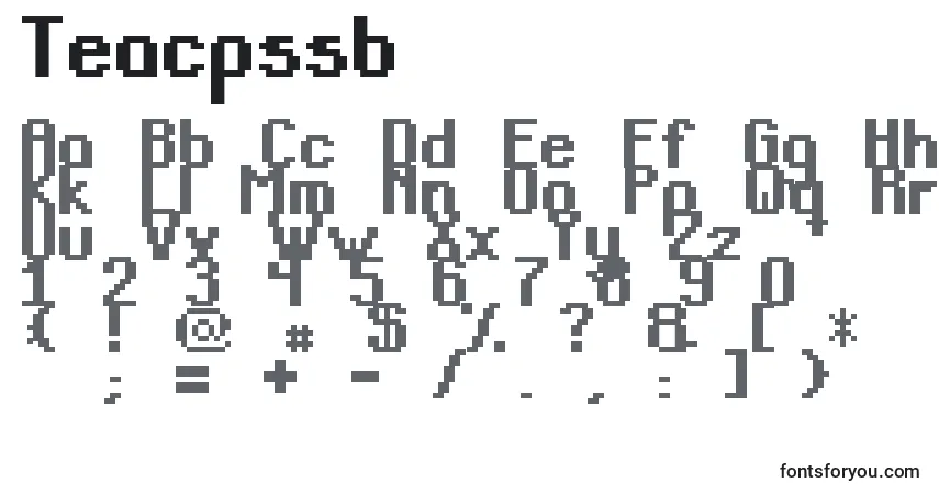 Czcionka Teacpssb – alfabet, cyfry, specjalne znaki