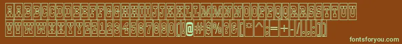 AGildiatitulcmotlBold-fontti – vihreät fontit ruskealla taustalla