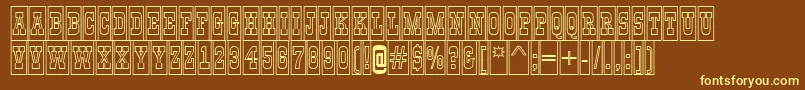 AGildiatitulcmotlBold-fontti – keltaiset fontit ruskealla taustalla