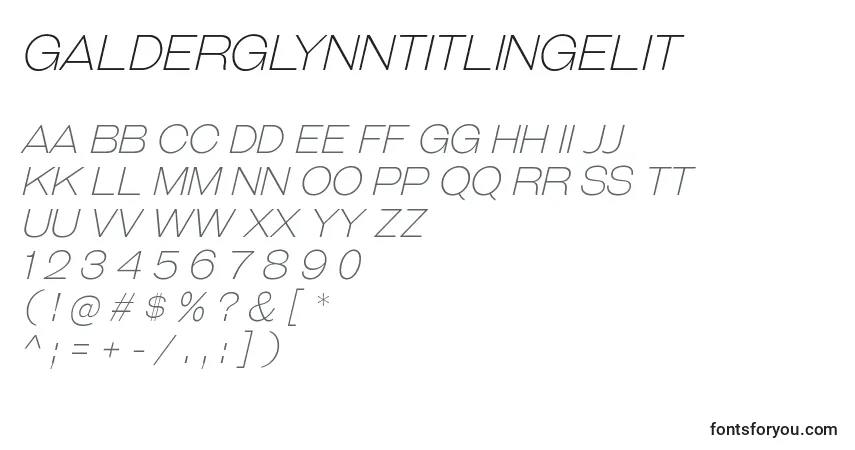 A fonte GalderglynnTitlingElIt – alfabeto, números, caracteres especiais