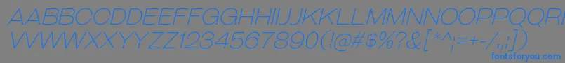 フォントGalderglynnTitlingElIt – 灰色の背景に青い文字