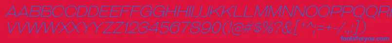 GalderglynnTitlingElIt-Schriftart – Blaue Schriften auf rotem Hintergrund