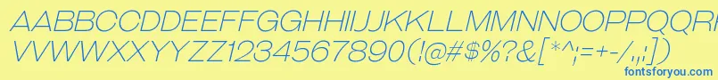 Шрифт GalderglynnTitlingElIt – синие шрифты на жёлтом фоне