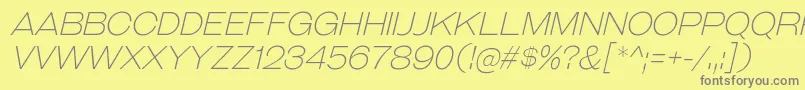 GalderglynnTitlingElIt-Schriftart – Graue Schriften auf gelbem Hintergrund
