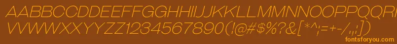 GalderglynnTitlingElIt-Schriftart – Orangefarbene Schriften auf braunem Hintergrund