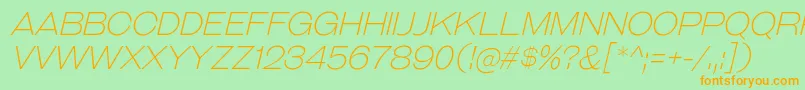 GalderglynnTitlingElIt-Schriftart – Orangefarbene Schriften auf grünem Hintergrund