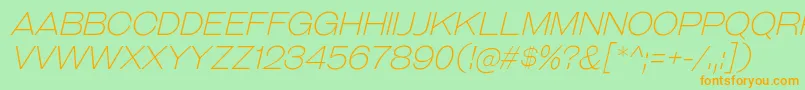 フォントGalderglynnTitlingElIt – オレンジの文字が緑の背景にあります。