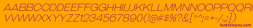 GalderglynnTitlingElIt-fontti – violetit fontit oranssilla taustalla