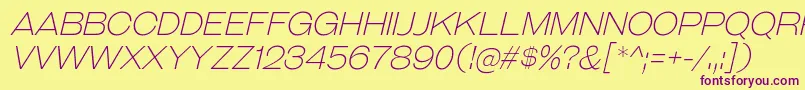 GalderglynnTitlingElIt-Schriftart – Violette Schriften auf gelbem Hintergrund