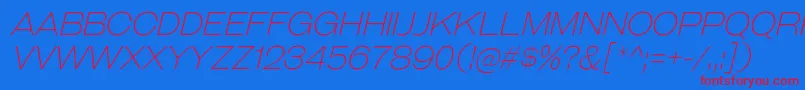 フォントGalderglynnTitlingElIt – 赤い文字の青い背景