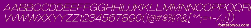 フォントGalderglynnTitlingElIt – 紫の背景に黄色のフォント