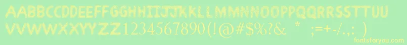 フォントScribbleFun – 黄色の文字が緑の背景にあります
