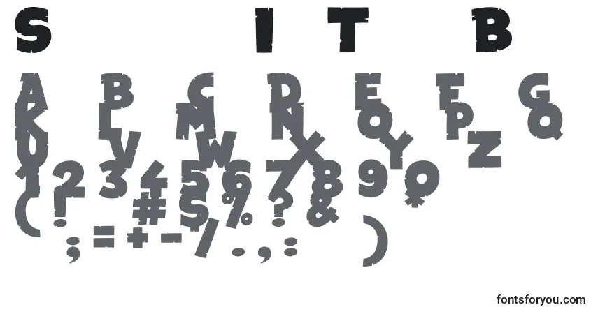 Czcionka SnakeInTheBoot – alfabet, cyfry, specjalne znaki